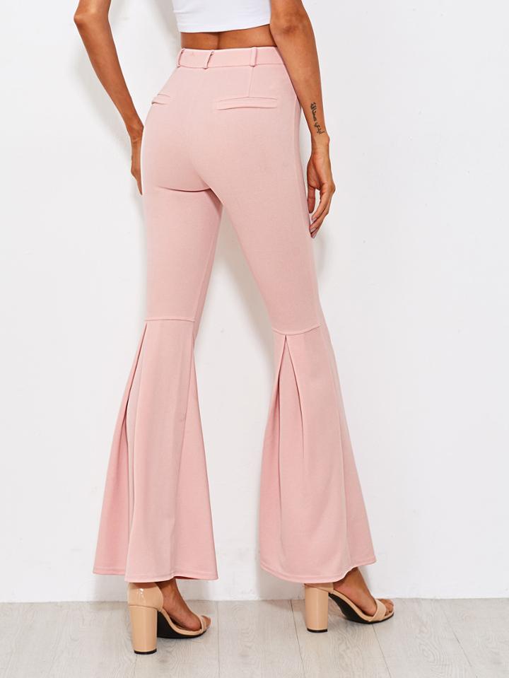 Romwe Fold Pleat Back Flare Pants