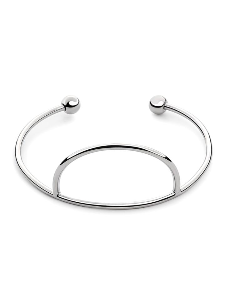 Romwe Silver Cutout D Ring Bangle
