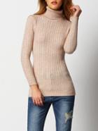 Romwe Turtleneck Ribbed Slim Sweater