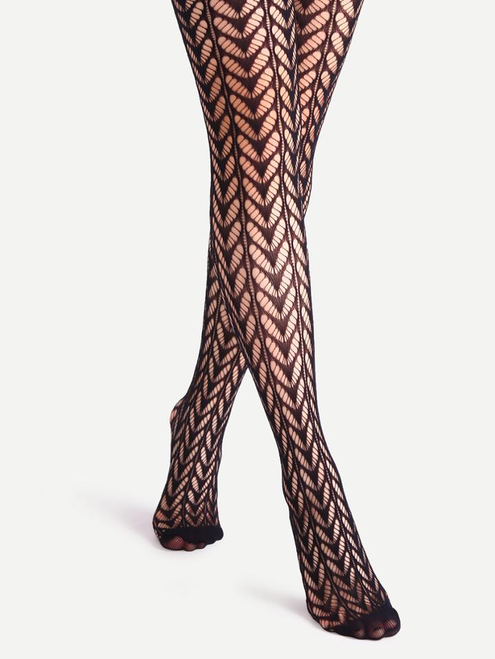 Romwe Black Hollow Out Sexy Pantyhose Stockings