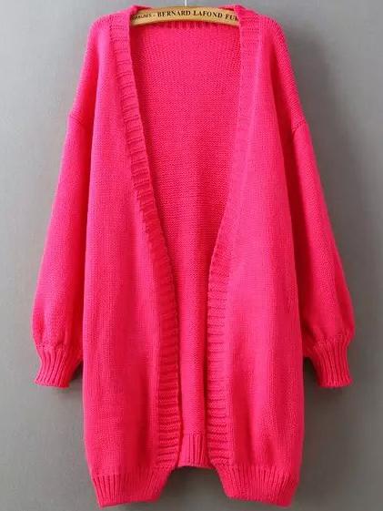 Romwe Puff Sleeve Long Rose Red Coat