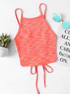 Romwe Lace Up Open Back Cami Top