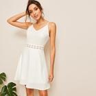Romwe Contrast Lace Solid Cami Dress