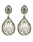 Romwe White Rhinestone Flower Shape Earrings