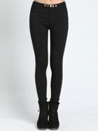 Romwe Buttons Skinny Black Pant