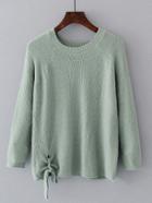 Romwe Knotted Detail Raglan Sleeve Knitwear