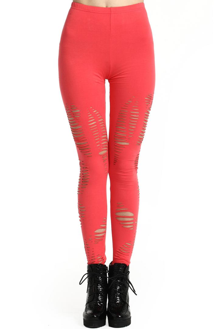 Romwe Romwe Broken Hole Slit Rose Leggings