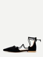 Romwe Black Faux Suede Strappy Sandals
