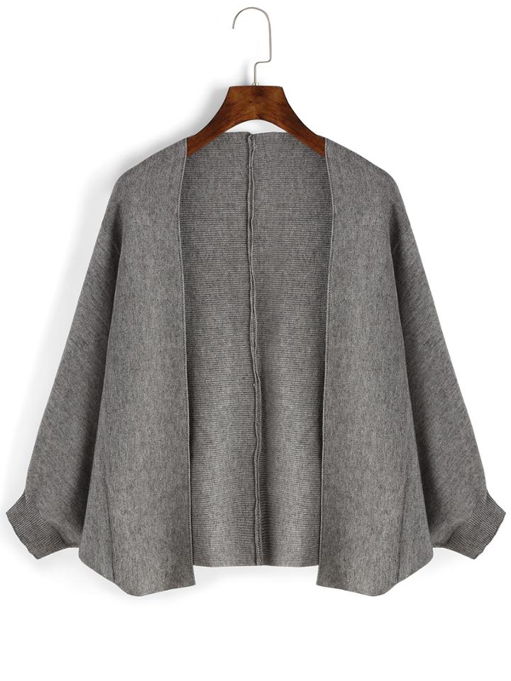 Romwe Women Bat Sleeve Grey Coat