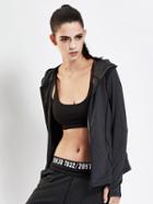 Romwe Contrast Panel Marled Hooded Jacket With Thumb Holes