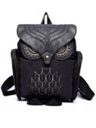Romwe Black Owl Pattern Shaped Backpack