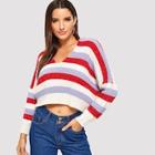 Romwe Color Block Crop Sweater