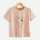 Romwe Figure Print Round Neck T-shirt