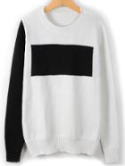 Romwe Color-block Round Neck Sweater