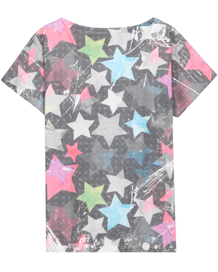 Romwe Stars Print Slim T-shirt