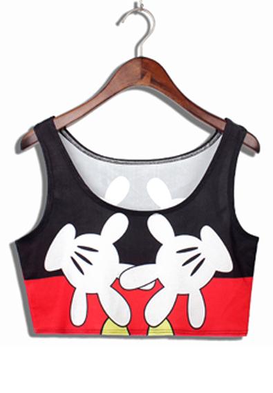 Romwe Colour-block Hand Print Crop Tank Top