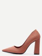 Romwe Brown Point Toe Suede Heeled Pumps
