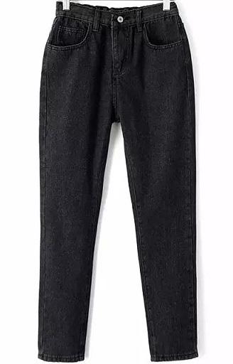 Romwe Elastic Waist Denim Black Pant
