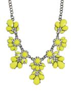 Romwe Yellow Gemstone Statement Flower Necklace