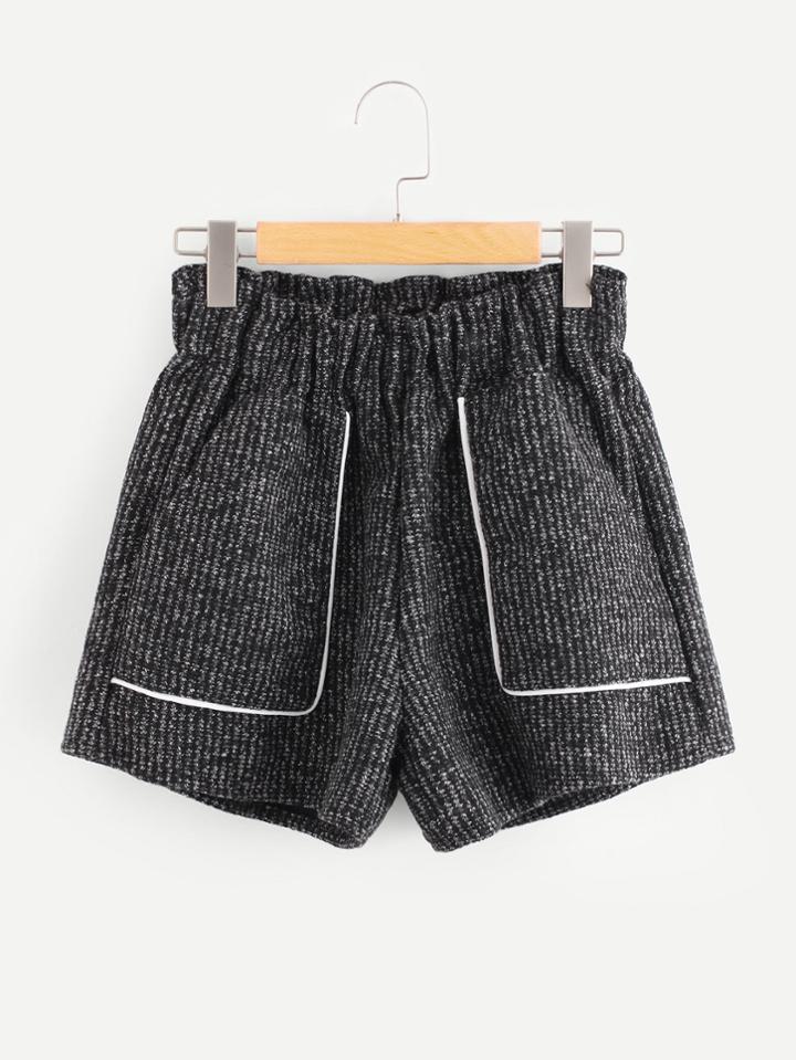 Romwe Frill Trim Dual Pocket Shorts