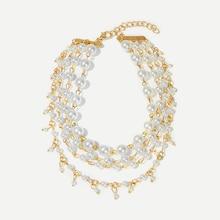 Romwe Faux Pearl Layered Chain Anklet