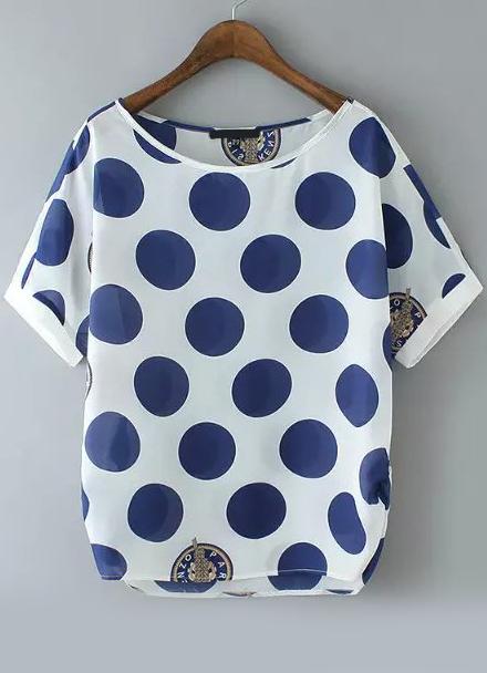 Romwe Polka Dot Loose T-shirt