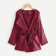 Romwe Pocket Decoration Hooded Coat