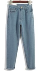 Romwe Vintage High Waist Denim Blue Pant