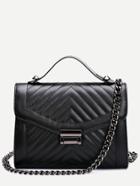 Romwe Black Quilted Envelope Bag With Chain