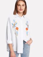 Romwe Symmetric Embroidered Blouse