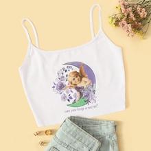 Romwe Figure And Letter Print Cami Top