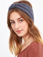 Romwe Dark Grey Knotted Textured Knit Headband