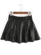 Romwe Pu Flare Black Skirt