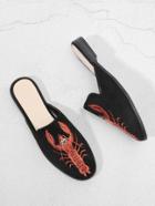 Romwe Shrimp Embroidery Flat Mules