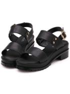 Romwe Black Single Strap Buckled Sandals