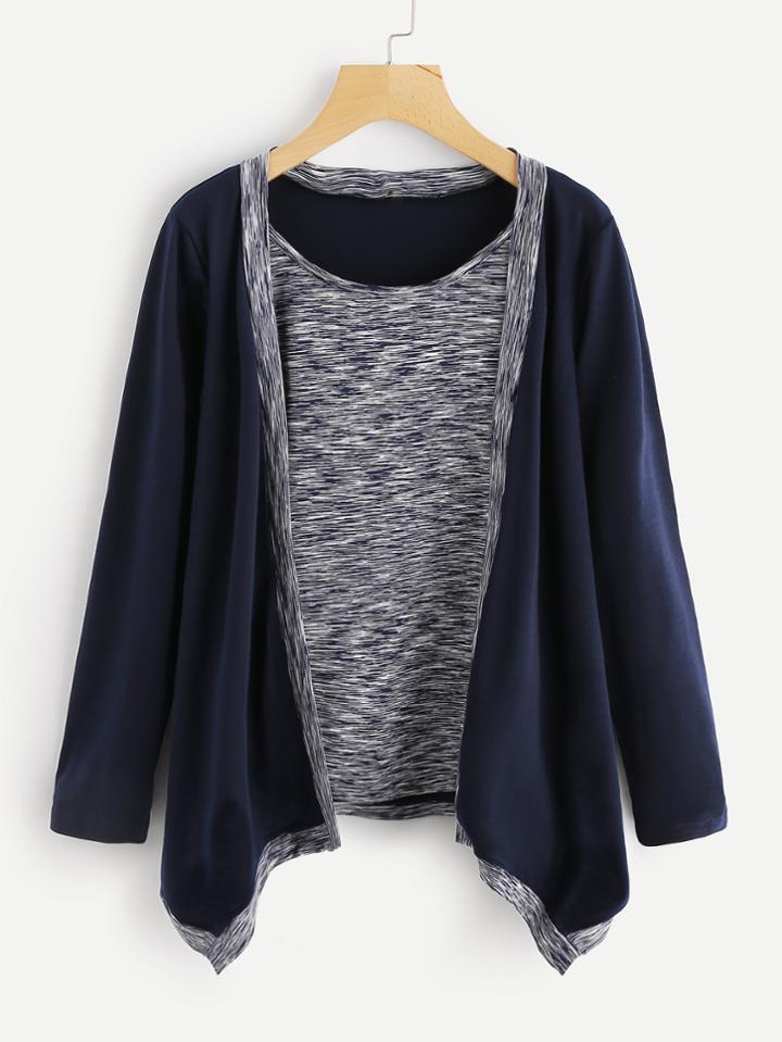 Romwe Contrast Space Dye 2 In 1 Tee