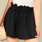 Romwe Plus Solid Paperbag Waist Shorts