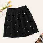 Romwe Elastic Waist Pearls Beaded Skirt