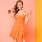 Romwe Knot Side Solid Skater Cami Dress