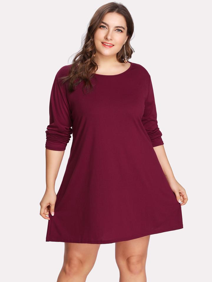Romwe Solid Shift Dress
