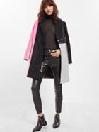 Romwe Color Block Hidden Button Back Belted Coat