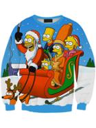 Romwe Multi Color Christmas Cartoon Print Sweatshirt