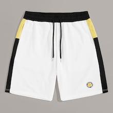 Romwe Guys Drawstring Waist Patched Detail Colorblock Shorts