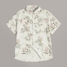 Romwe Guys Floral Print Pocket Detail Shirt