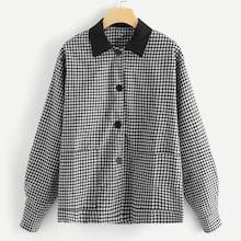 Romwe Dual Pocket Gingham Coat