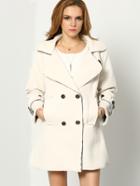 Romwe Lapel Double Breasted Belt Long Coat