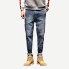 Romwe Guys Contrast Panel Washed Jeans
