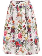 Romwe Elastic Waist Florals Skirt