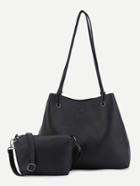 Romwe Black Faux Leather Shoulder Bag With Crossbody