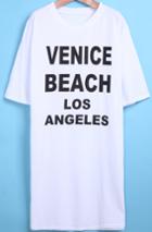 Romwe Venice Beach Print Long T-shirt